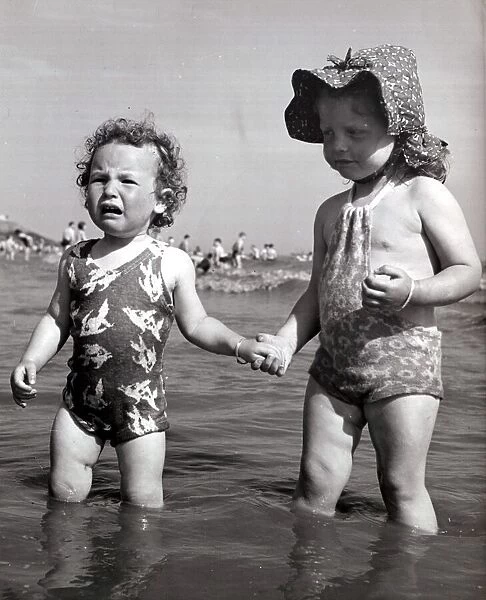 Anne Whitehouse aged 14 months and Jeanette Welsh 3 years old playing at Coney Beach