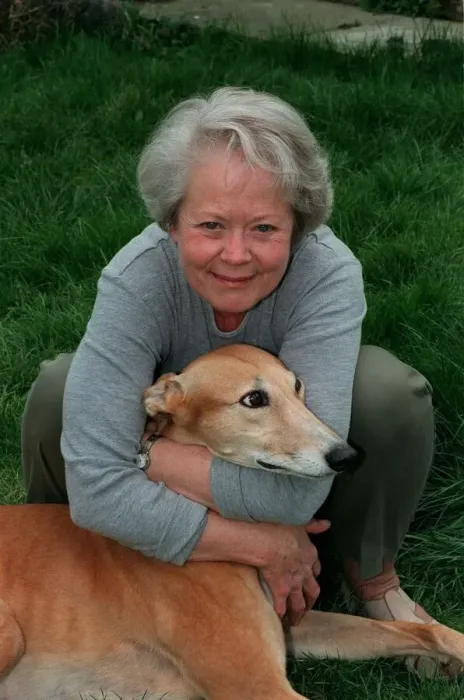 Framed Print : Annette Crosbie Actress April 98 With one of her greyhound dogs A©Mirrorpix