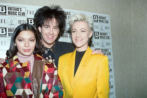 Announcement of the 1991 Brit Awards Nominations. Betty Boo with Marie Fredriksson