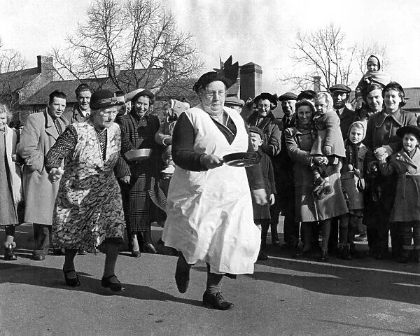 Annual Pancake Race in Olney, Buckinghamshire, Tuesday 6th February 1951
