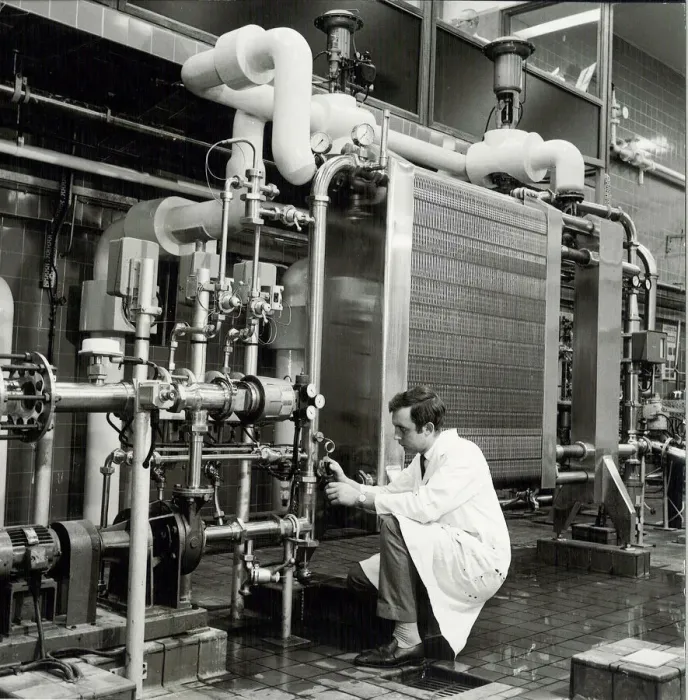 Framed Print : Ansells Brewery. A routine sample of beer for analysis being taken from Framed Print : Ansells Brewery. A routine sample of beer for analysis being taken from