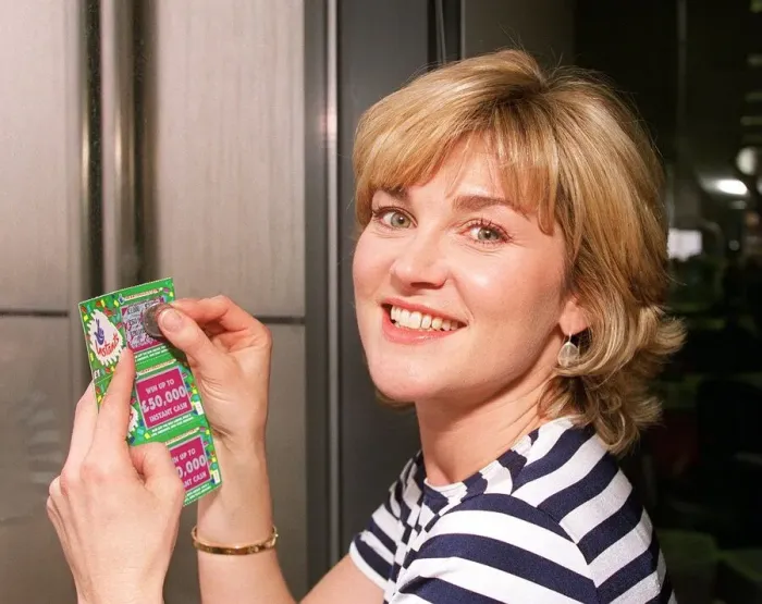 Framed Print : Anthea Turner TV Presenter Daily Mirror National Lottery Scratchcards Competition Framed Print : Anthea Turner TV Presenter Daily Mirror National Lottery Scratchcards Competition