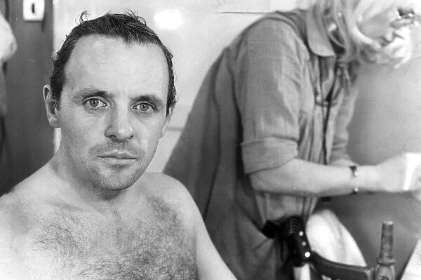Anthony Hopkins sitting in dressing room being made up for filming - November 1978