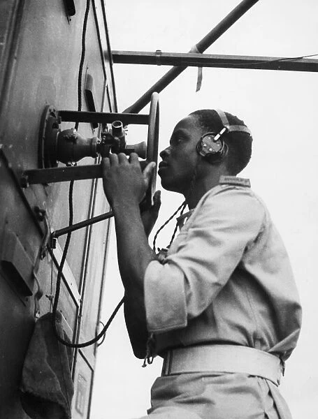 Anti-air trainee in West Africa using Radar apparatus. 15th August 1945