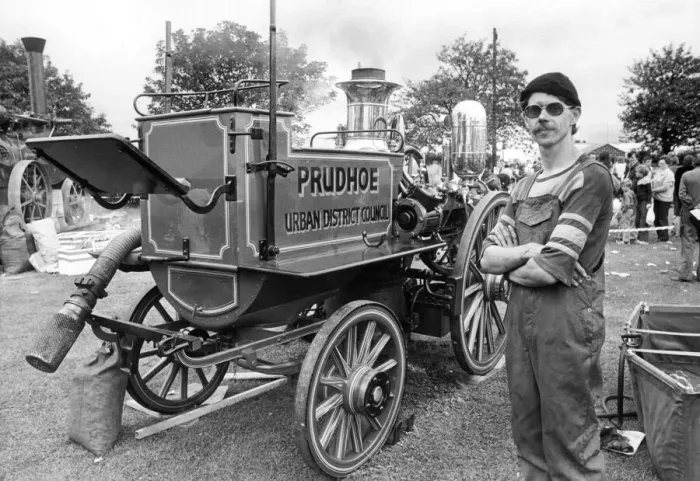 Framed Print : Antique fire engine on display at the Summer Exhibition in 1982 Framed Print : Antique fire engine on display at the Summer Exhibition in 1982