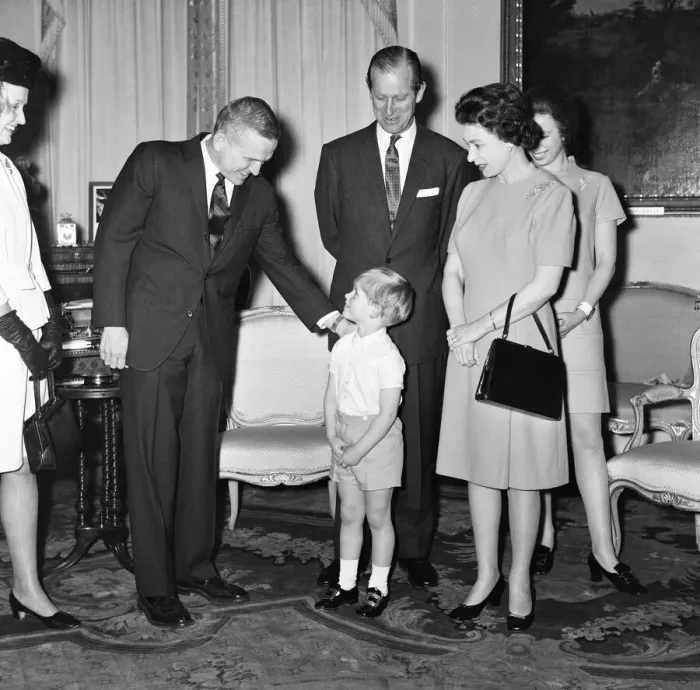Framed Print : Apollo Astronaut Frank Bowman and wife Susan meet HRH Queen Elizabeth II, Prince Philip