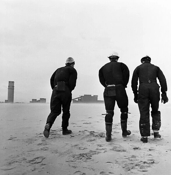 Three apprentices from the modern Westoe Colliery, pictured on the beach at South Shields