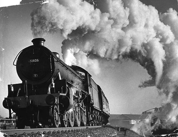 April 1966 Steam Train. A B I class locomotive bites into the incline over Dairycoates