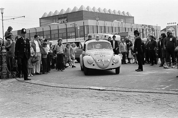 An aquatic VW Beetle at Blackpool beach. It has previously competed in the annual Isle of
