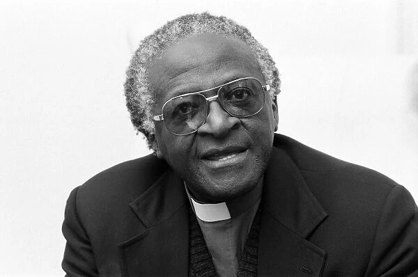 Archbishop Desmond Tutu, pictured in Coventry, West Midlands. 16th April 1989