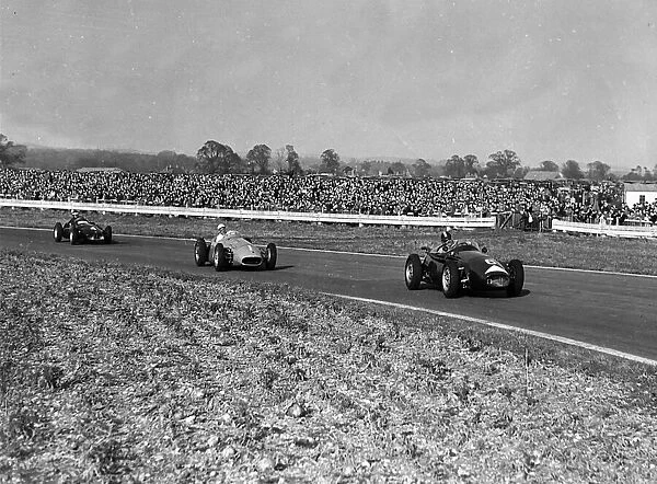 Archie Scott Brown leading in a Connaught Goodwood 1956 with Stirling Moss (1