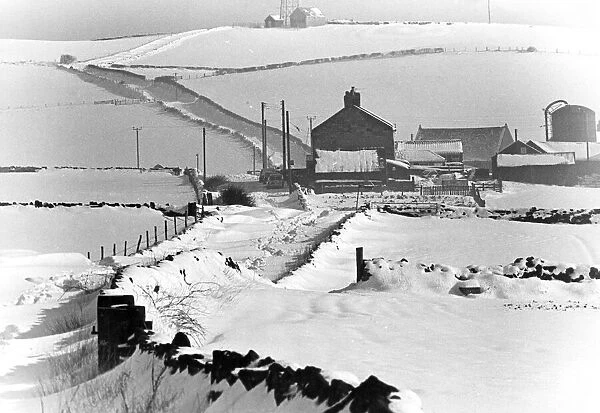 The area near Loftus, Redcar and Cleveland, North Yorkshire, cut off by snow