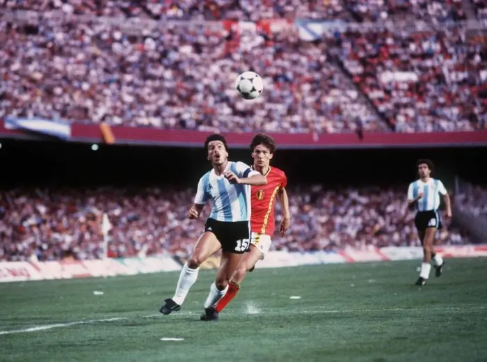 Framed Print : Argentina v Belgium World Cup 1982 football Daniel Passarella chasing a ball Framed Print : Argentina v Belgium World Cup 1982 football Daniel Passarella chasing a ball