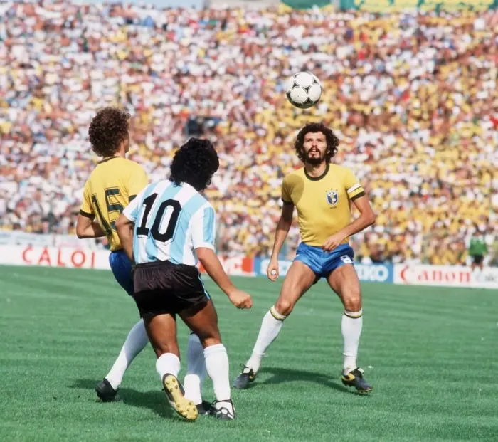 Framed Print : Argentina v Brazil World Cup 1982 football Socrates, Maradona Framed Print : Argentina v Brazil World Cup 1982 football Socrates, Maradona