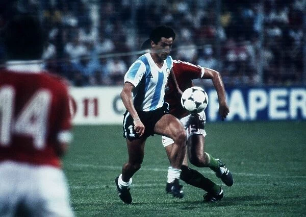 Argentina v Hungary World Cup 1982 football Ossie Ardiles on the ball