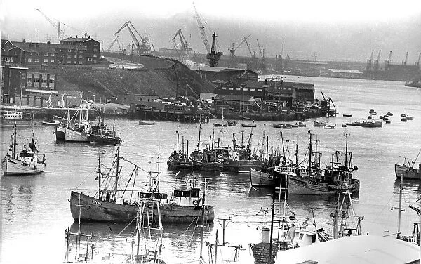 An armada of fishing boats blockade the river Tyne sealing off the river as the North