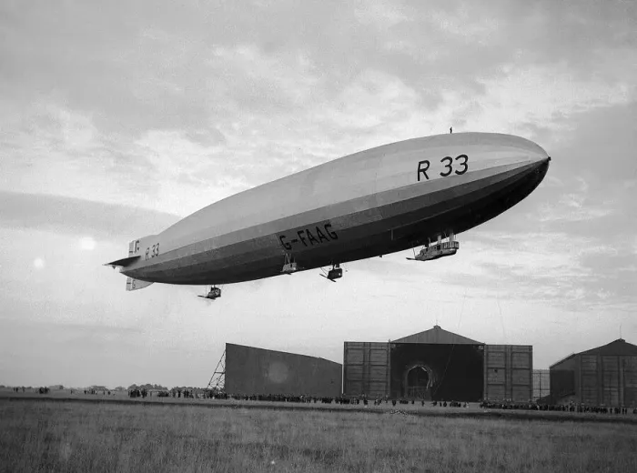 Framed Print : Armstrong Whitworth R33 Airship April 1925 outside the hangars at Pulham in Framed Print : Armstrong Whitworth R33 Airship April 1925 outside the hangars at Pulham in