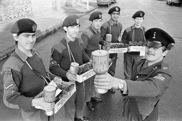Framed Print : Army Cadets selling Poppies ahead of Remembrance Day, Teesside, November 1976 Framed Print : Army Cadets selling Poppies ahead of Remembrance Day, Teesside, November 1976