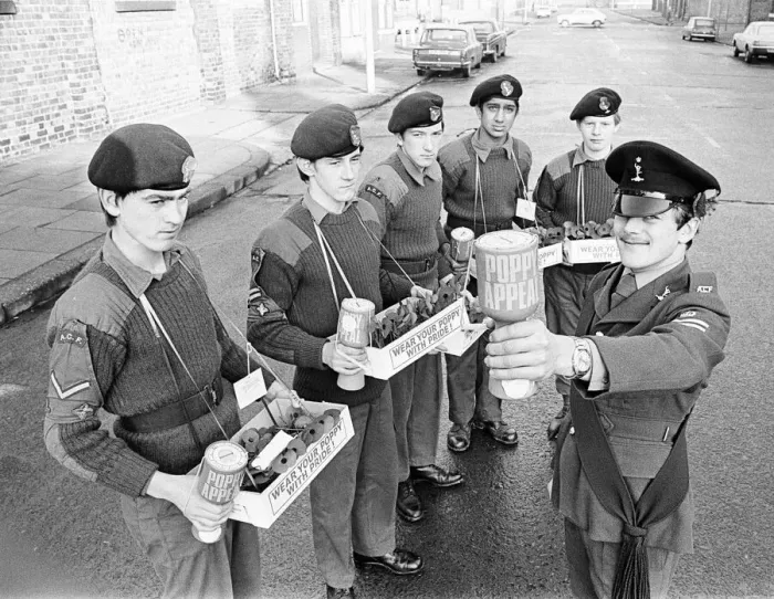 Framed Print : Army Cadets selling Poppies ahead of Remembrance Day, Teesside, November 1976 Framed Print : Army Cadets selling Poppies ahead of Remembrance Day, Teesside, November 1976