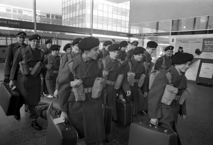 Framed Print : Fifteen army cadets set off from Coventry station for their first real taste of life in Framed Print : Fifteen army cadets set off from Coventry station for their first real taste of life in