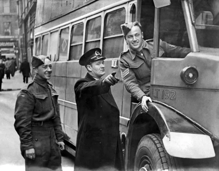 Framed Print : Army Drivers: Buses. Segt. driver Kirman (bus driver) and his pal driver Hardigan Framed Print : Army Drivers: Buses. Segt. driver Kirman (bus driver) and his pal driver Hardigan