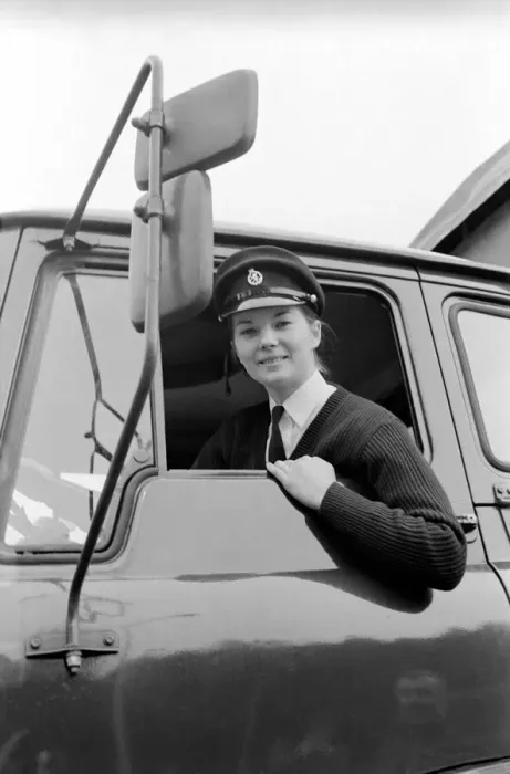 Framed Print : An Army girl in Germany learns to handle an army lorry instead of the usual Staff cars Framed Print : An Army girl in Germany learns to handle an army lorry instead of the usual Staff cars