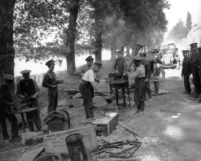 Framed Print : Army Service Corps working in France Working Forge during World War One. 1914 Framed Print : Army Service Corps working in France Working Forge during World War One. 1914