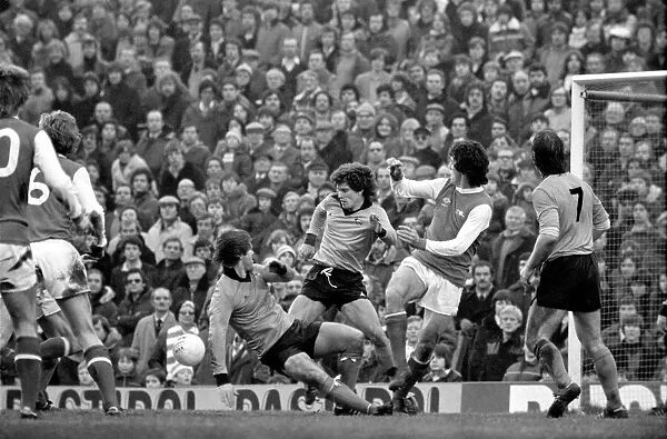 Arsenal 2 v. Derby County 0. Division 1 football January 1980 LF01-05-053
