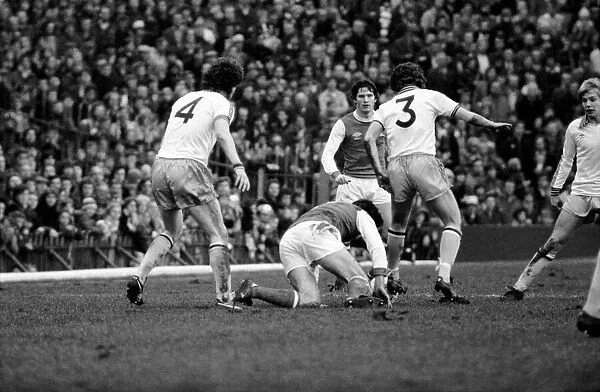Arsenal 3 v. Aston Villa 1. Division 1 football. February 1980 LF01-20-022