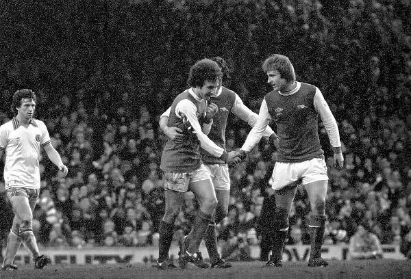Arsenal 3 v. Aston Villa 1. Division 1 football. February 1980 LF01-20-004