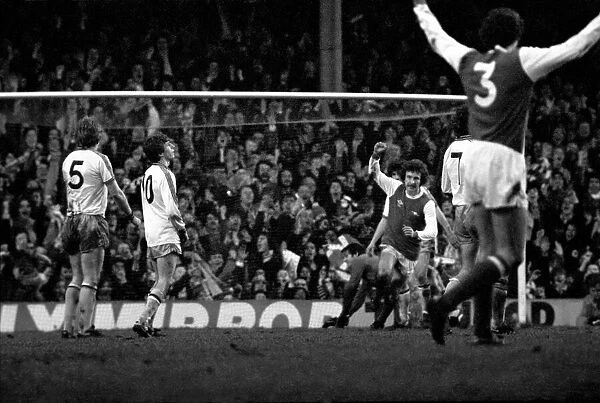 Arsenal 3 v. Aston Villa 1. Division 1 football. February 1980 LF01-20-025