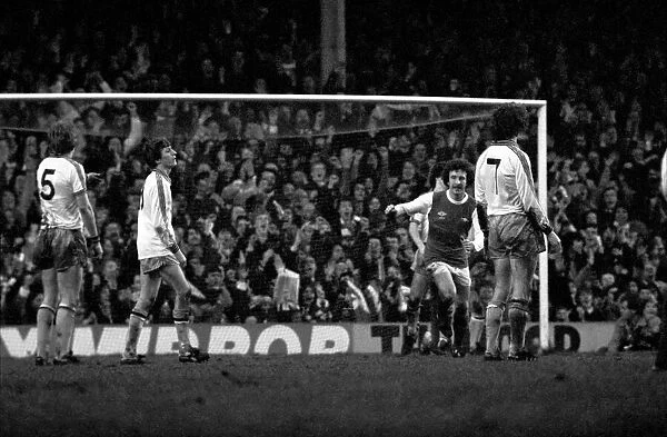 Arsenal 3 v. Aston Villa 1. Division 1 football. February 1980 LF01-20-027