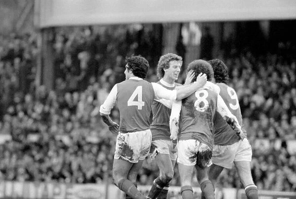 Arsenal 3 v. Aston Villa 1. Division 1 football. February 1980 LF01-20-090