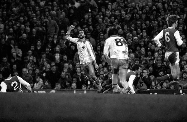 Arsenal 3 v. Aston Villa 1. Division 1 football. February 1980 LF01-20-038
