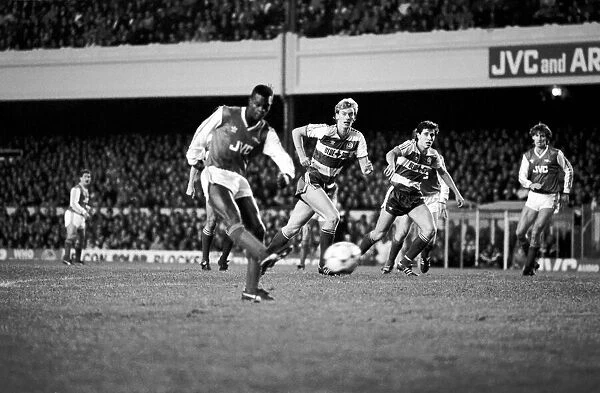Arsenal 3 v. Queens Park Rangers 1. Division One Football. December 1986 LF21-11-057