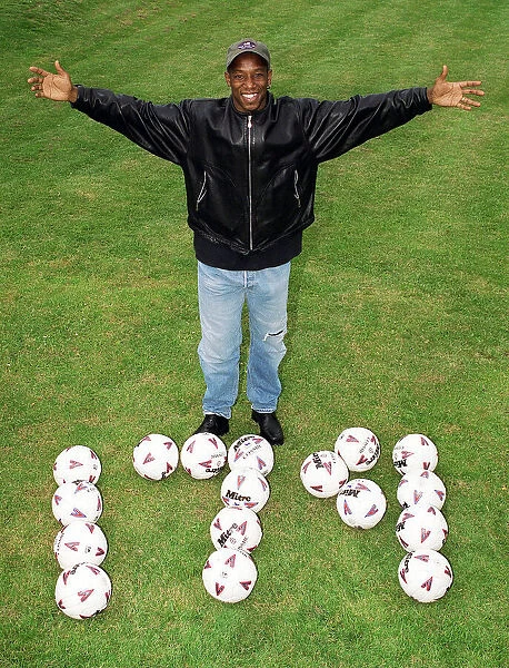 Arsenal footballer Ian Wright who is nearing the clubs goal scoring record of 178 goals
