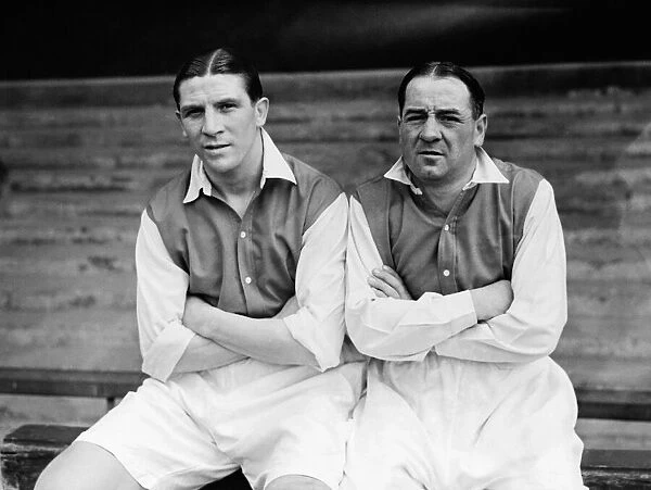 Arsenal footballers Ted Drake (left) and Alex James, taken in 1936. Aprl 1936