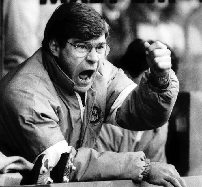 Framed Print : Arsenal Newcastle and Former England player Malcolm MacDonald watching his team from Framed Print : Arsenal Newcastle and Former England player Malcolm MacDonald watching his team from