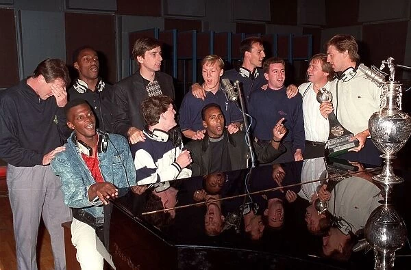 Arsenal team in recording studio, 1989 Tony Adams, Gary Lewin, Lee Dixon