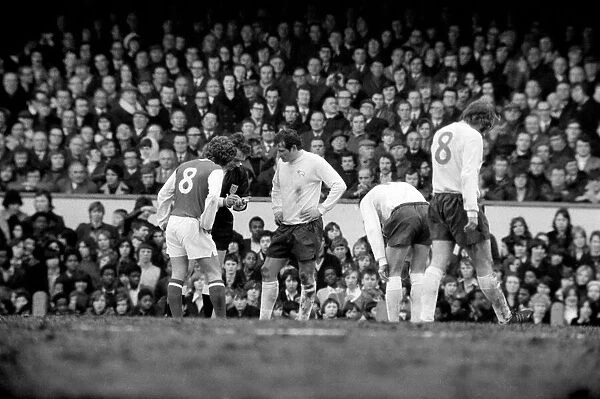 Arsenal v. Derby County F. A. Cup 5th round replay. Alan Ball of Arsenal (left
