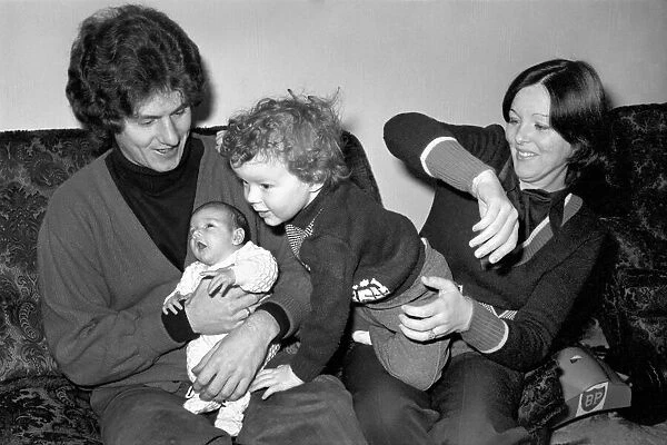 Arsenals goal scorer ace Brian Kidd and family. January 1975