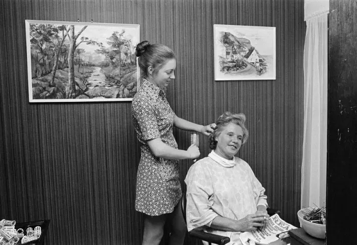 Framed Print : Art on display at Hairdressing Salon, Middlesbrough, Circa 1973 Framed Print : Art on display at Hairdressing Salon, Middlesbrough, Circa 1973
