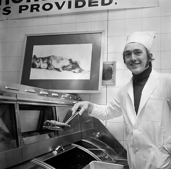 Art exhibition in a fish and chip shop, Teesside. 1973