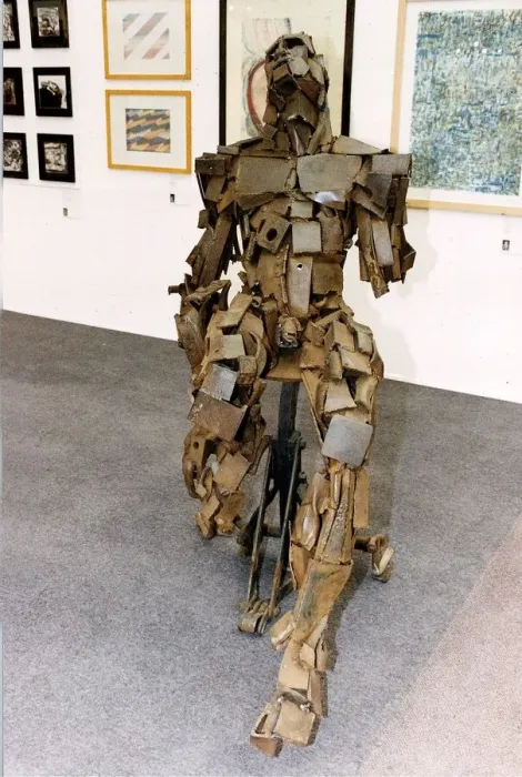 Framed Print : Art Sculpture metal man by Caroline Morgan of Norfolk Institute of Art and Design. 1991