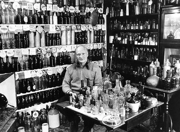 Arthur Rowland at his bottle business which is popular with collectors