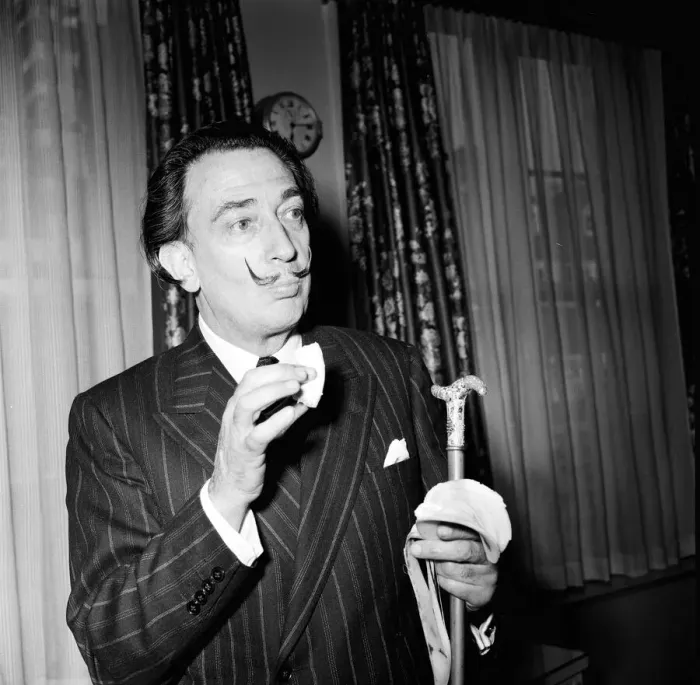 Framed Print : Artist Salvador Dali who recently arrived in the UK, to promote his authorised biography