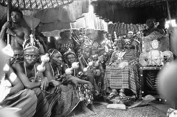 Ashanti chieftains and dancers waiting to see Queen Elizabeth II
