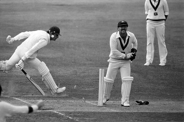 The Ashes. England v. Australia at Lords. Action during the test match. July 1981