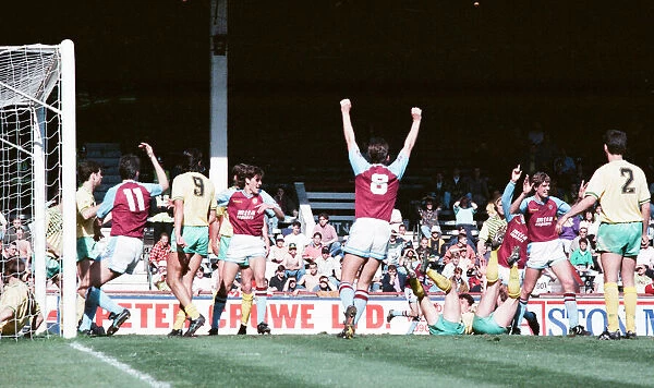 Aston Villa v Norwich City, league match at Villa Park April 1990
