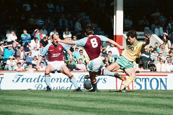 Aston Villa v Norwich City, league match at Villa Park April 1990